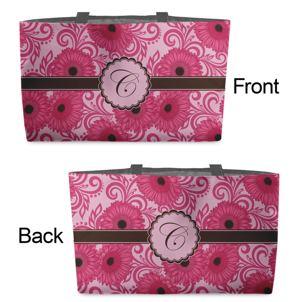 Gerbera Daisy Tote w/Black Handles - Front & Back Views