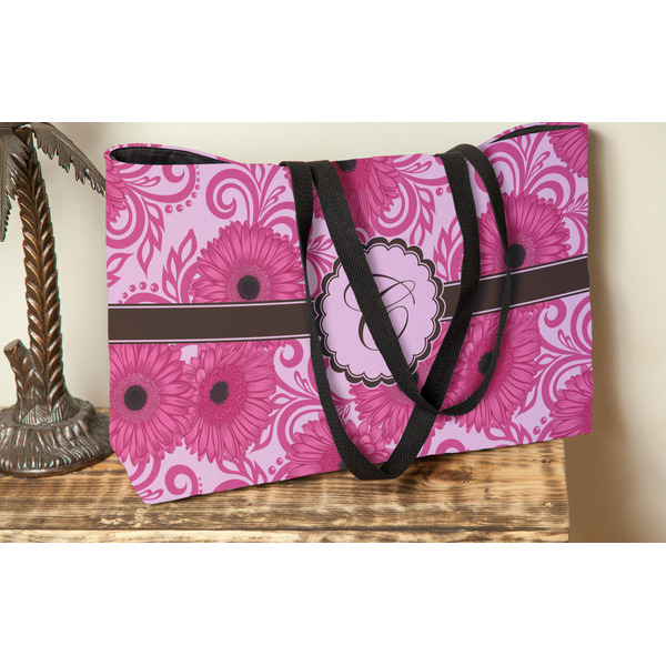 Gerbera Daisy Tote w/Black Handles - Lifestyle View