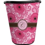 Gerbera Daisy Waste Basket - Double Sided (Black) (Personalized)