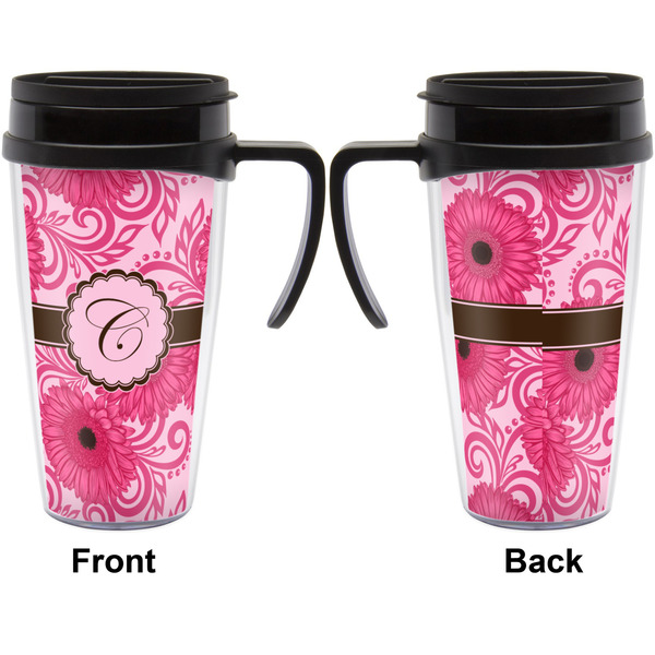 Gerbera Daisy Travel Mug with Black Handle - Approval