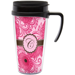 Gerbera Daisy Acrylic Travel Mug with Handle (Personalized)