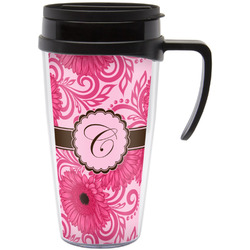 Gerbera Daisy Acrylic Travel Mug with Handle (Personalized)