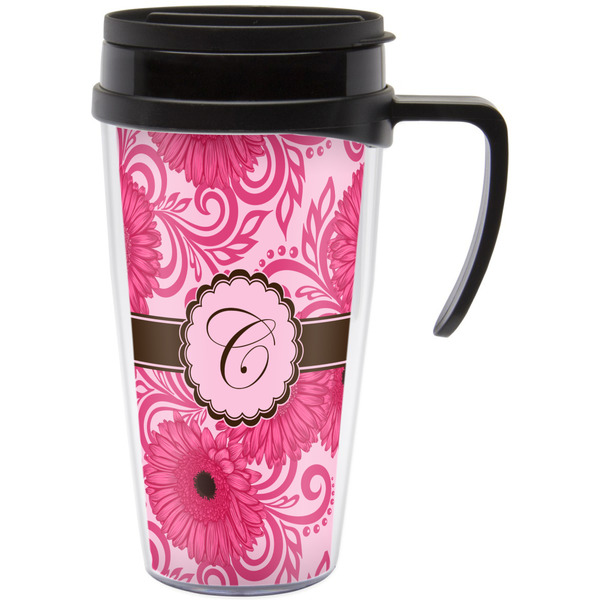 Custom Gerbera Daisy Acrylic Travel Mug with Handle (Personalized)