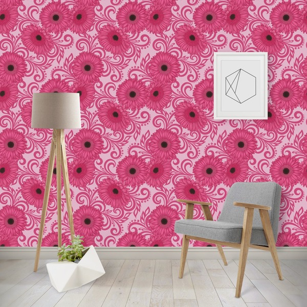 Custom Gerbera Daisy Wallpaper & Surface Covering (Water Activated - Removable)