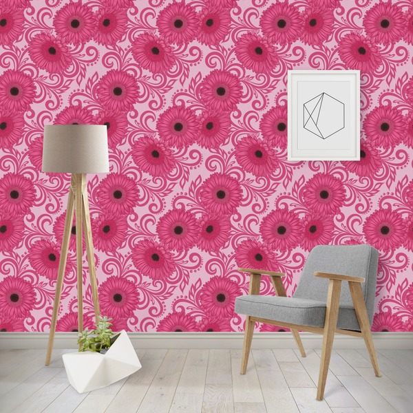Custom Gerbera Daisy Wallpaper & Surface Covering (Peel & Stick - Repositionable)