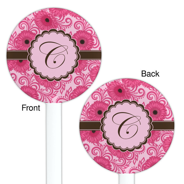 Gerbera Daisy White Plastic 5.5" Stir Stick - Double Sided - Round - Front & Back