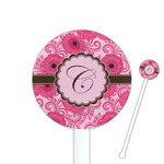 Gerbera Daisy 5.5" Round Plastic Stir Sticks - White - Double Sided (Personalized)