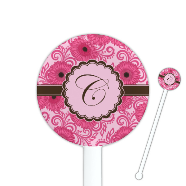 Custom Gerbera Daisy 5.5" Round Plastic Stir Sticks - White - Double Sided (Personalized)