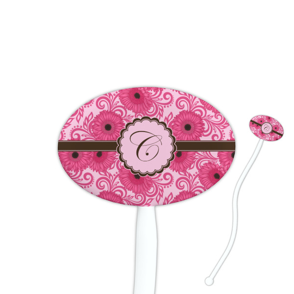Custom Gerbera Daisy 7" Oval Plastic Stir Sticks - White - Single Sided (Personalized)
