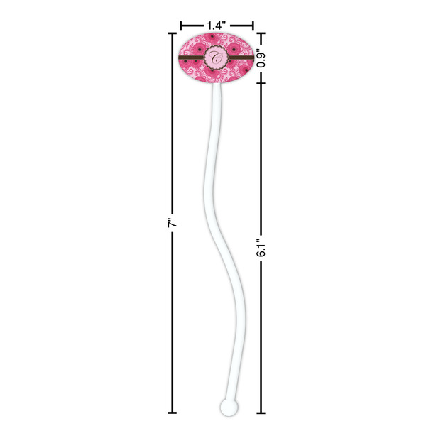 Gerbera Daisy White Plastic 7" Stir Stick - Oval - Dimensions