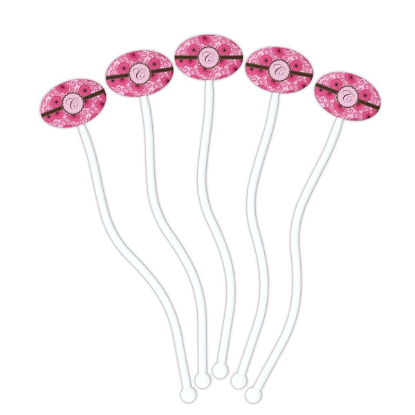 Gerbera Daisy White Plastic 7" Stir Stick - Oval - Fan