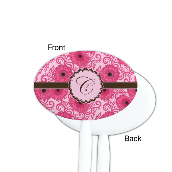 Gerbera Daisy White Plastic 7" Stir Stick - Single Sided - Oval - Front & Back