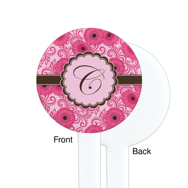 Gerbera Daisy White Plastic 7" Stir Stick - Single Sided - Round - Front & Back