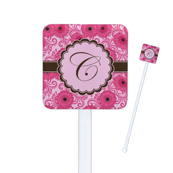 Custom Gerbera Daisy Square Plastic Stir Sticks (Personalized)
