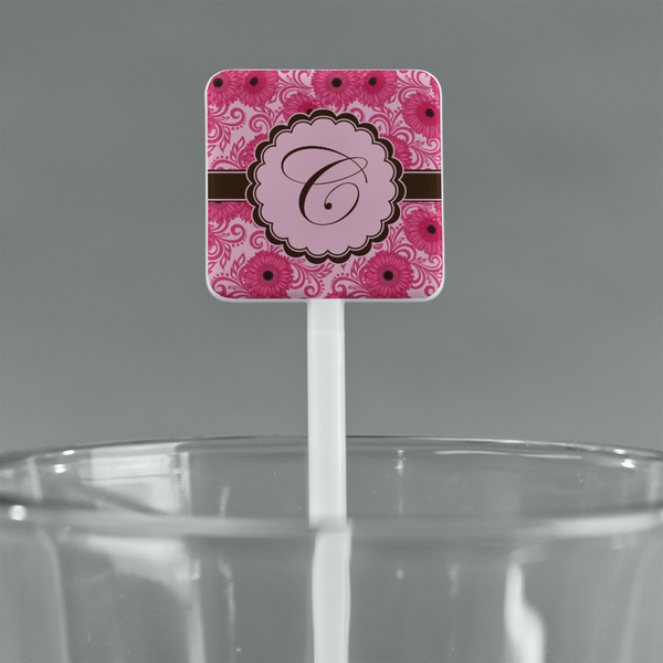 Gerbera Daisy White Plastic Stir Stick - Square - Main