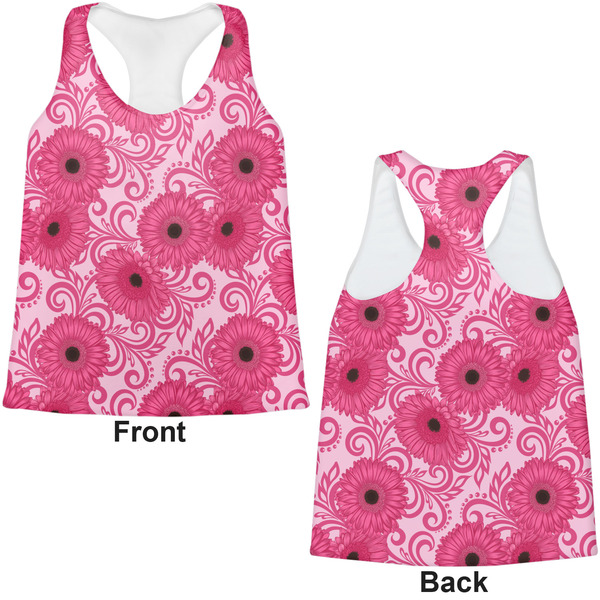Gerbera Daisy Womens Racerback Tank Tops - Medium - Front and Back