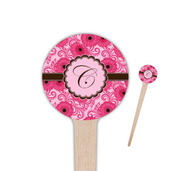 Gerbera Daisy 4" Round Wooden Food Picks - Single Sided (Personalized)