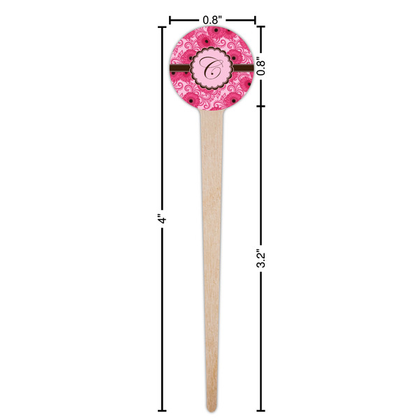 Gerbera Daisy Wooden 4" Food Pick - Round - Dimensions