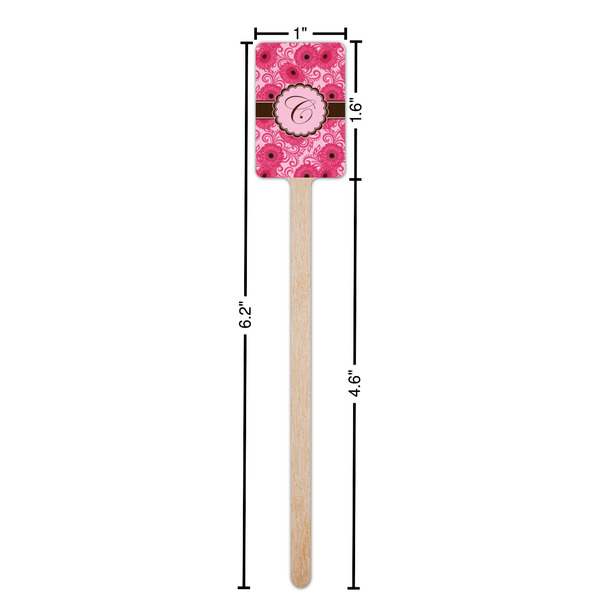 Gerbera Daisy Wooden 6.25" Stir Stick - Rectangular - Dimensions