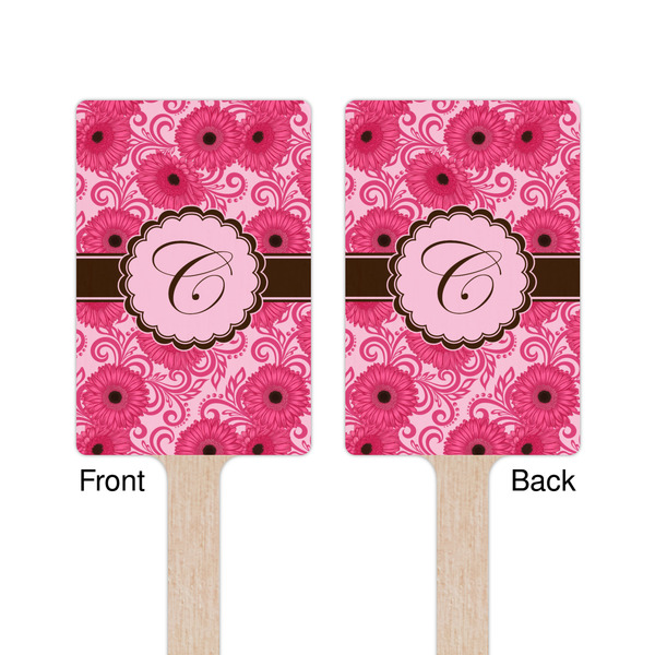 Gerbera Daisy Wooden 6.25" Stir Stick - Rectangular - Double Sided - Front & Back