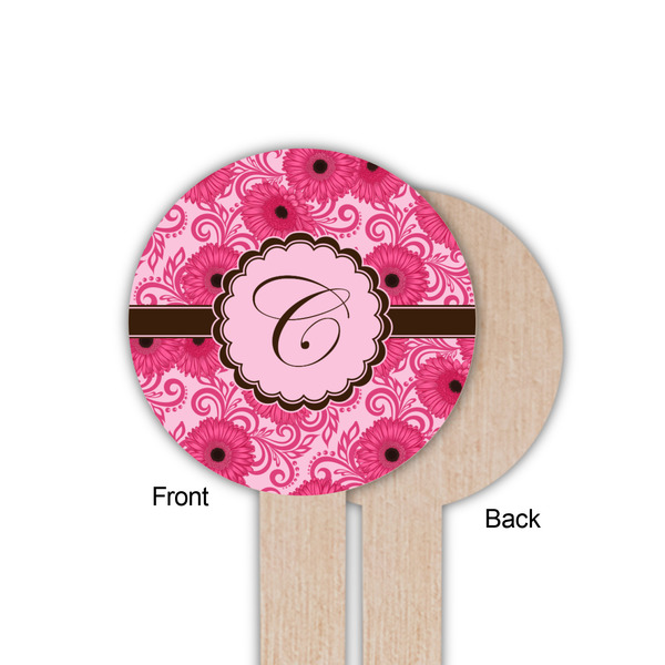 Gerbera Daisy Wooden 6" Food Pick - Round - Single Sided - Front & Back