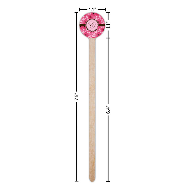 Gerbera Daisy Wooden 7.5" Stir Stick - Round - Dimensions