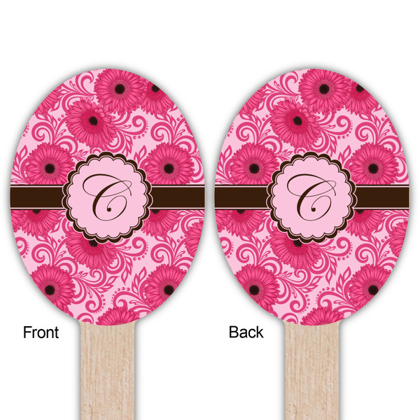Gerbera Daisy Wooden Food Pick - Oval - Double Sided - Front & Back
