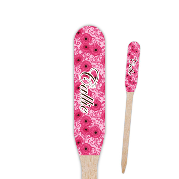 Custom Gerbera Daisy Paddle Wooden Food Picks - Double Sided (Personalized)