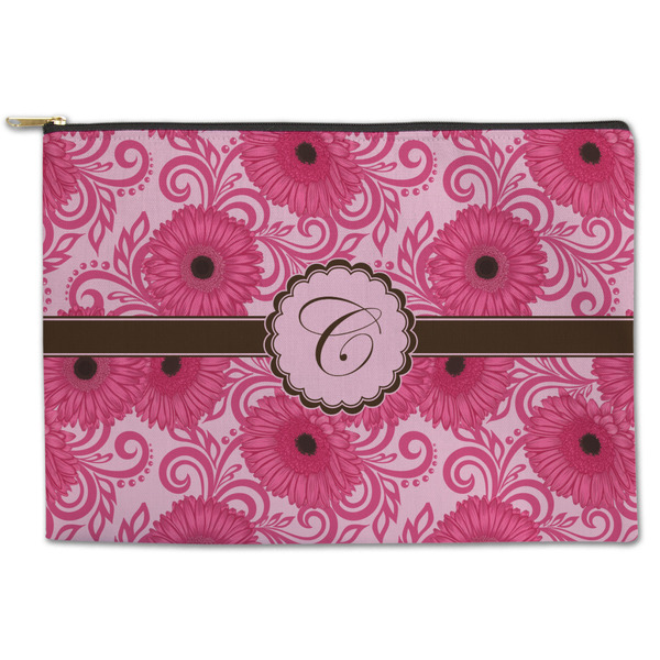 Custom Gerbera Daisy Zipper Pouch - Large - 12.5"x8.5" (Personalized)