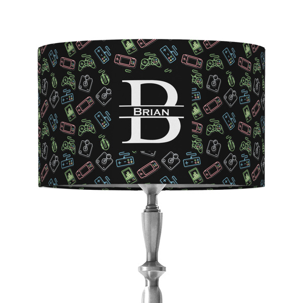 Video Game 12" Drum Lampshade - ON STAND (Fabric)