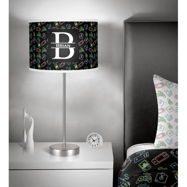 Video Game 13 inch drum lamp shade - in room