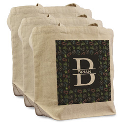 Video Game Reusable Cotton Grocery Bags - Set of 3 (Personalized)