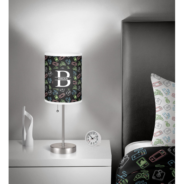 Video Game 7 inch drum lamp shade - in room