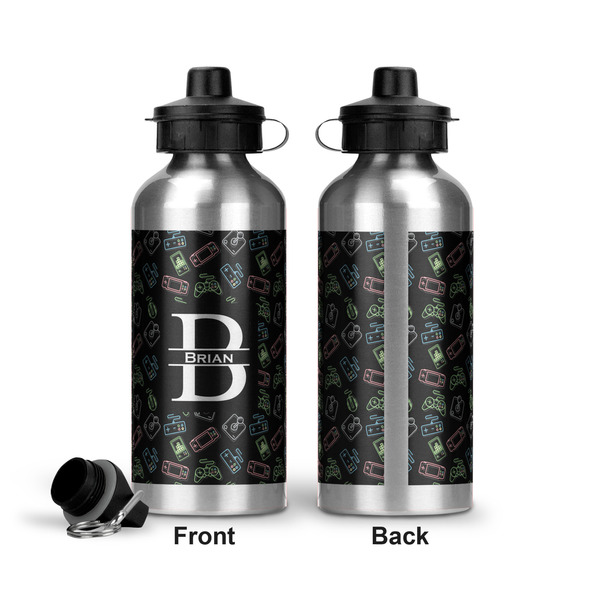 Video Game Aluminum Water Bottle - Front and Back