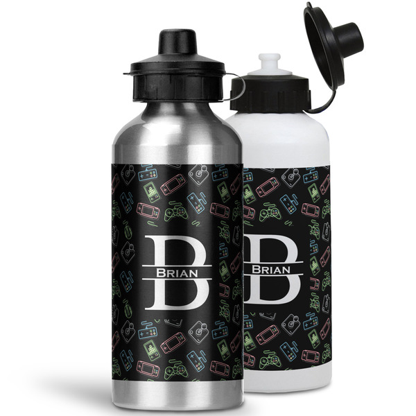 Video Game Aluminum Water Bottles - MAIN (white &silver)