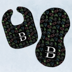 Video Game Baby Bib & Burp Set w/ Name and Initial