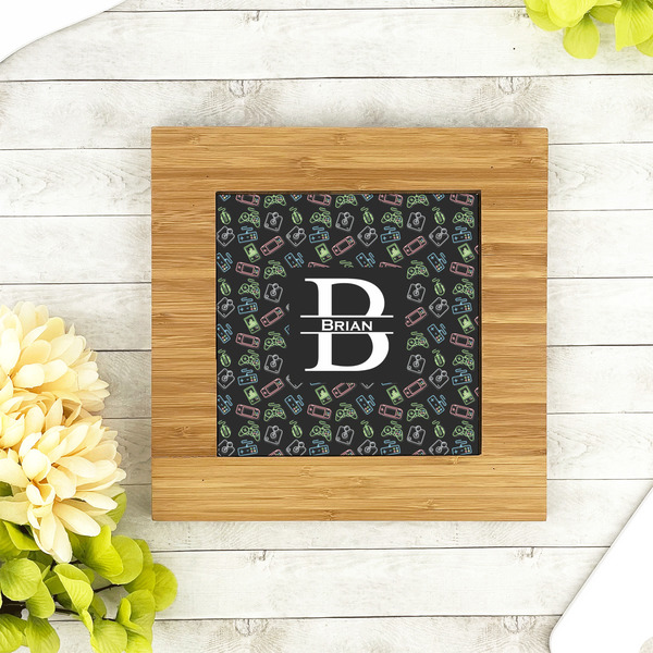 Video Game Bamboo Trivet with 6" Tile - LIFESTYLE