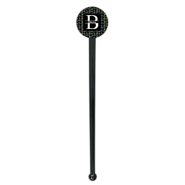 Video Game Black Plastic 7" Stir Stick - Round - Single Stick