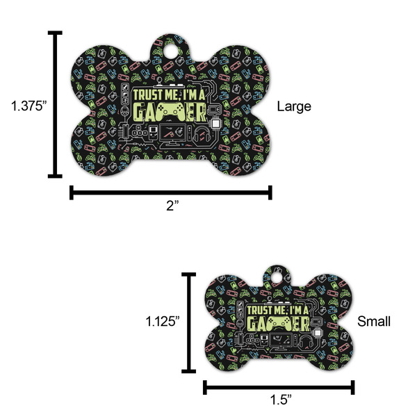Video Game Bone Shaped Dog ID Tag - Large - Scale