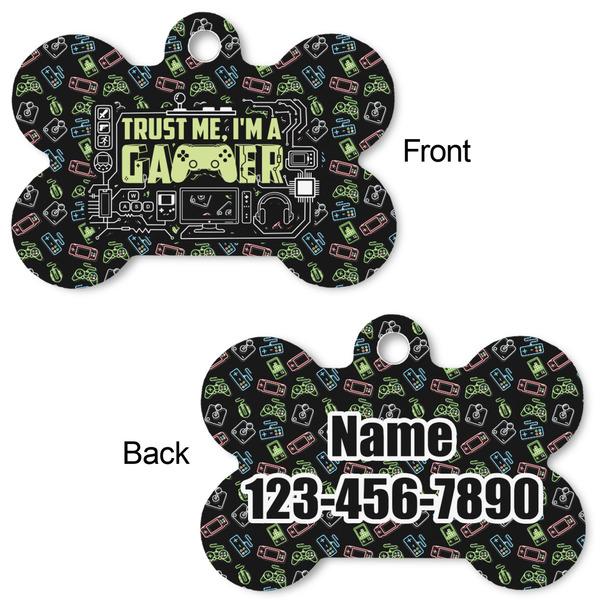 Video Game Bone Shaped Dog Tag - Front & Back