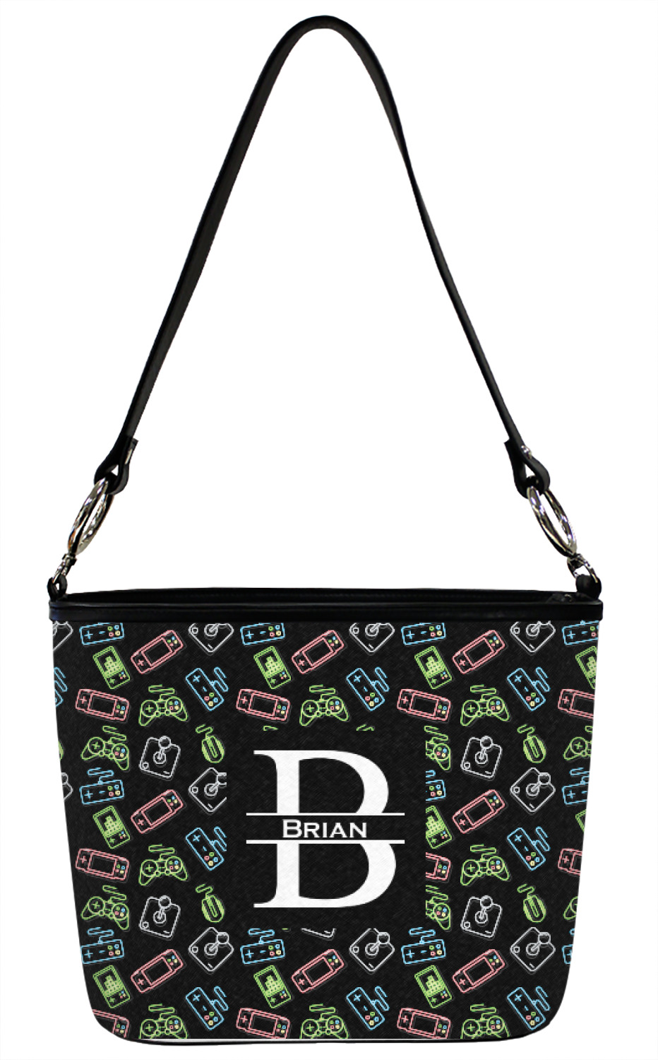 Video Game Bucket Bag w/ Genuine Leather Trim (Personalized