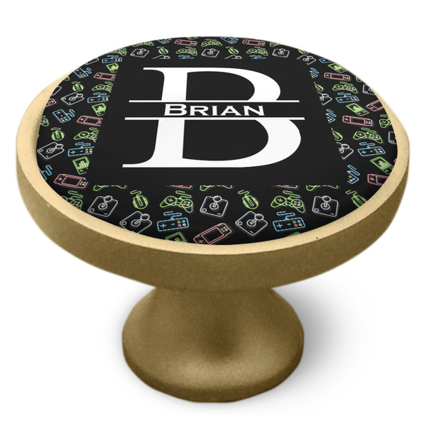 Video Game Cabinet Knob - Gold - Side