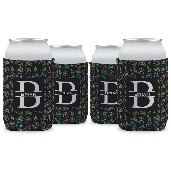 Custom Video Game Can Cooler (12 oz) - Set of 4 w/ Name and Initial