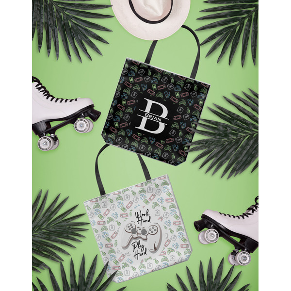 Video Game Canvas Tote Lifestyle Front and Back- 13x13