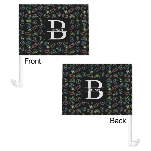 Video Game Car Flag - 11" x 8" - Front & Back View