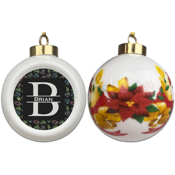 Video Game Ceramic Christmas Ornament - Poinsettias (APPROVAL)