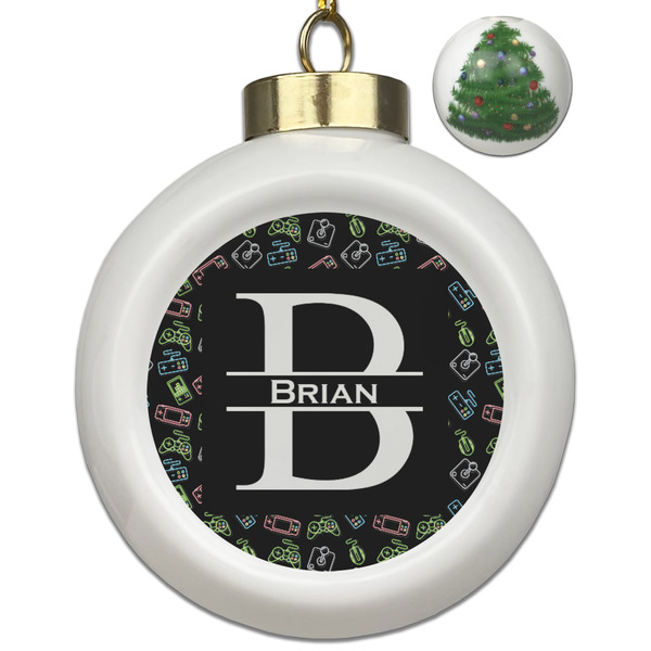 Custom Video Game Ceramic Ball Ornament - Christmas Tree (Personalized)