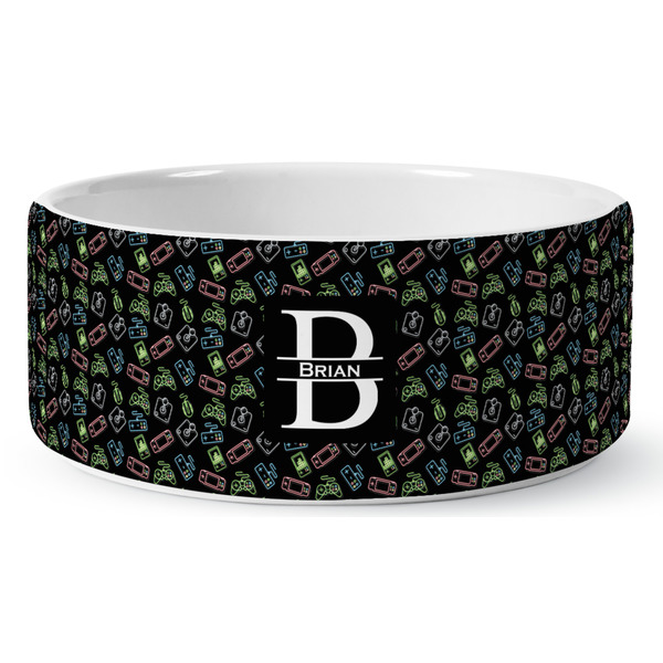 Custom Video Game Ceramic Dog Bowl - Large (Personalized)