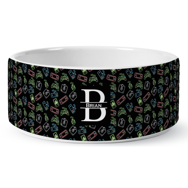 Video Game Ceramic Dog Bowl - Medium - Front