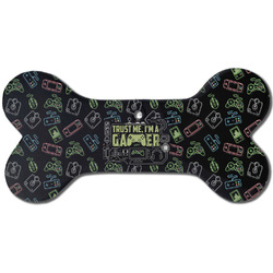 Video Game Ceramic Dog Ornament - Front w/ Name and Initial